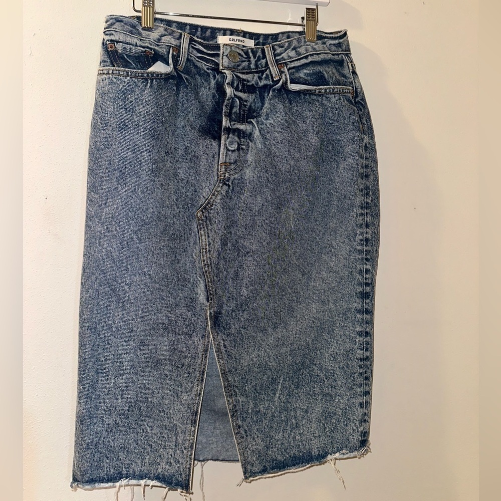 GRLFRND Denim Midi Skirt